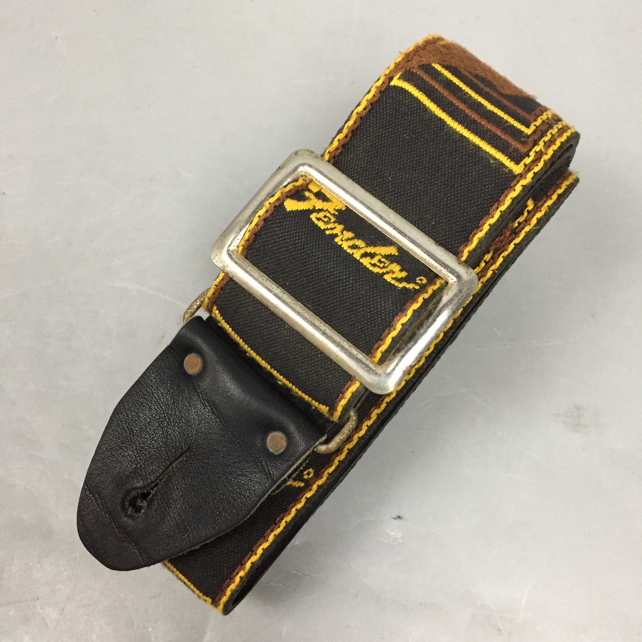 Fender Monogrammed Strap Black/Yellow 1970s 横ロゴ メタル